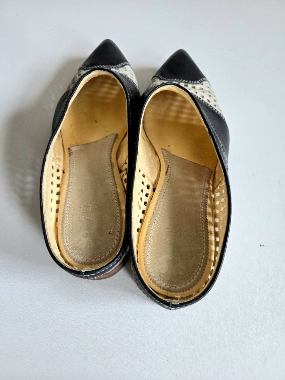 Prophecy Our Secret Black White Perforated Slip On Mules Genuine Leather Size 40 - Picture 5 of 11